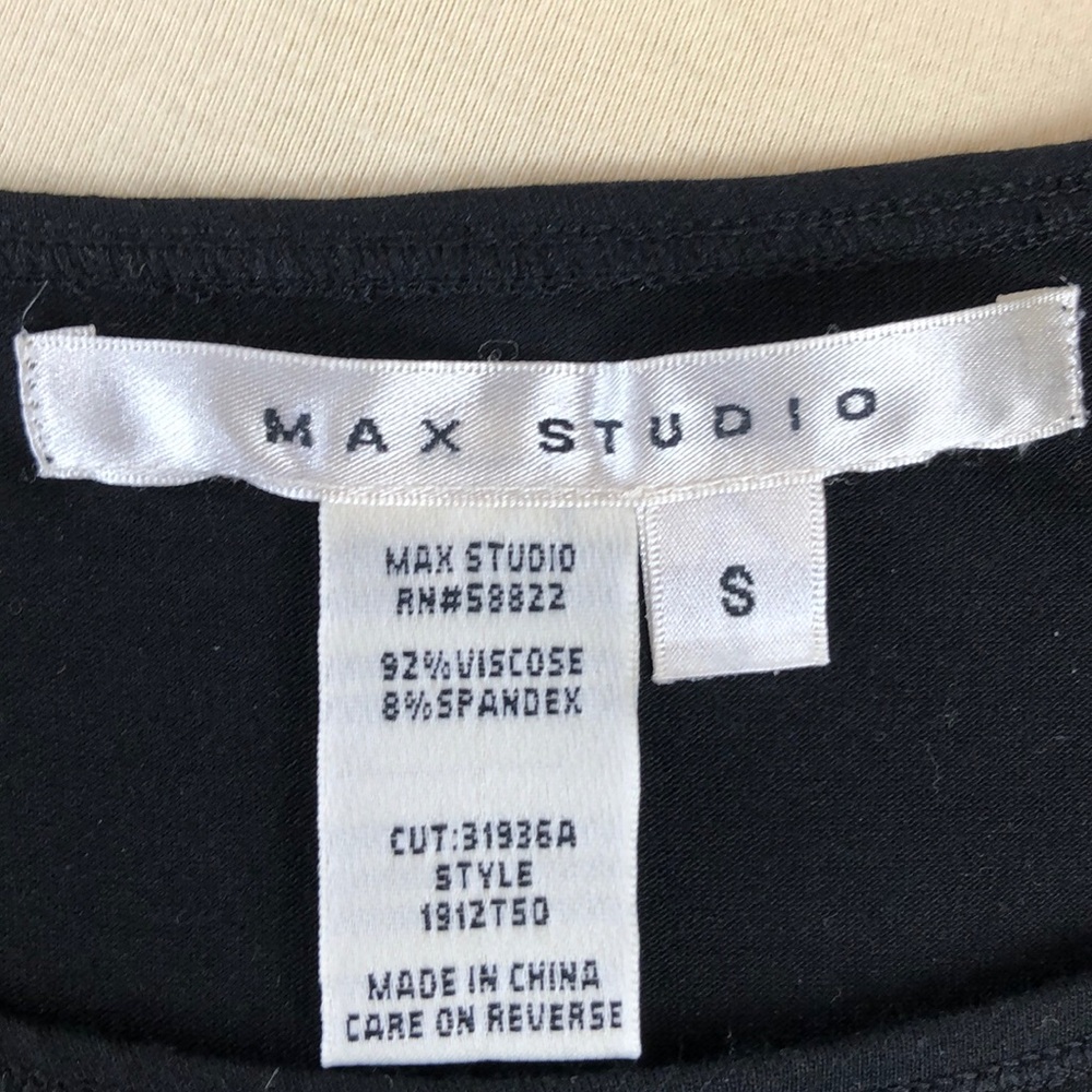 Max Studio Little Black Dress with Asymmetrical Front and Ruching - Size Small - Picture 7 of 8
